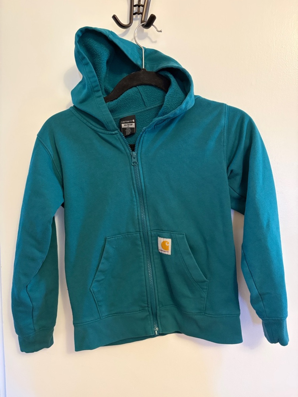 Carhartt Kids' Unisex Long Sleeve Zip Hoodie size XS (7) in teal